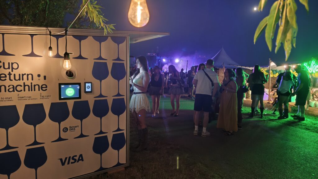 Smart DRS automated reusable cup return system at Ženy Víno Funk festival