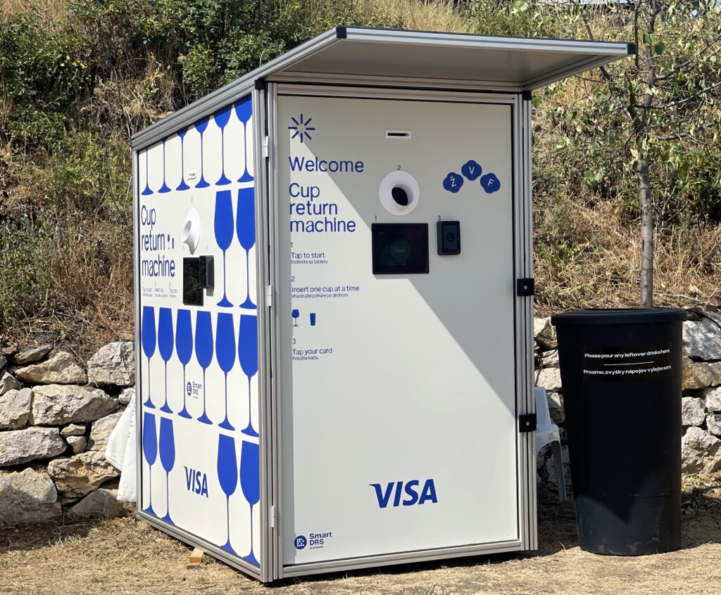 Smart DRS automated reusable cup return system at Ženy Víno Funk festival