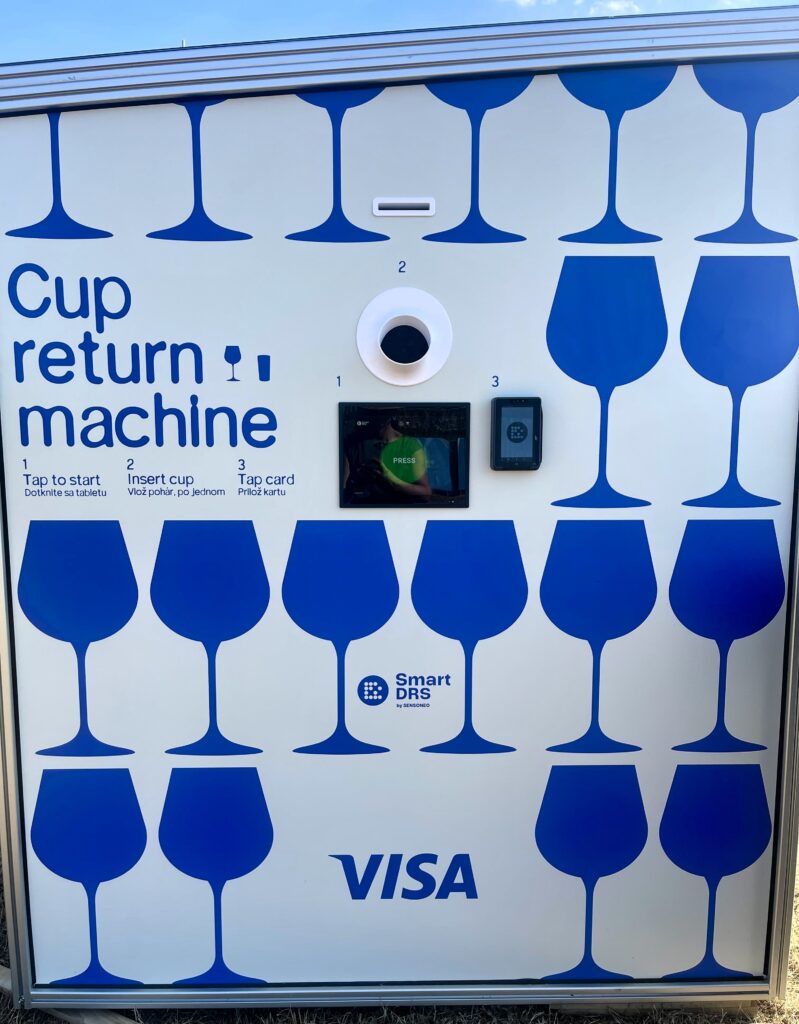 Smart DRS automated reusable cup return system at Ženy Víno Funk festival