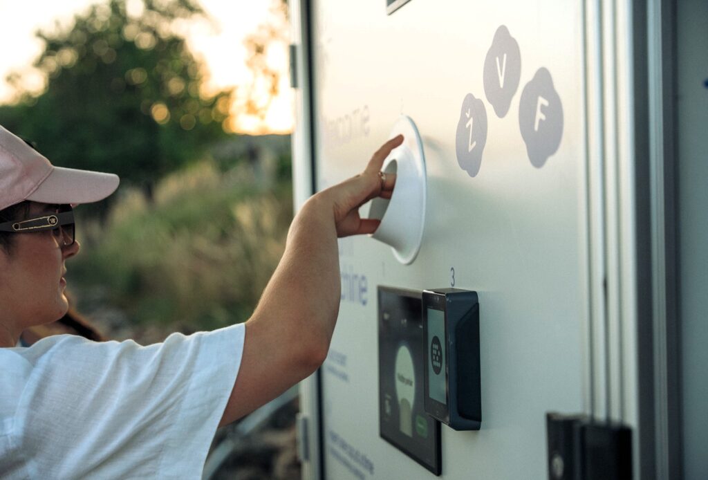 Smart DRS automated reusable cup return system at Ženy Víno Funk festival
