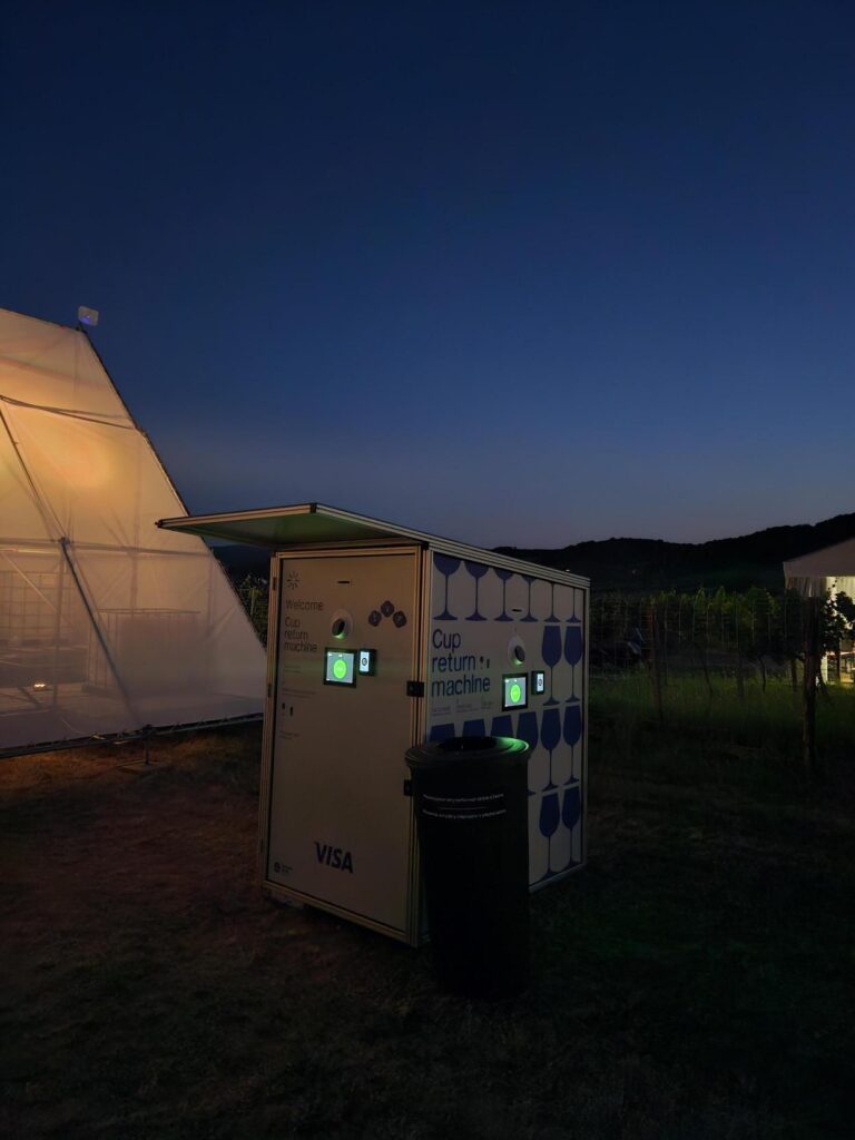 Smart DRS automated reusable cup return system at Ženy Víno Funk festival