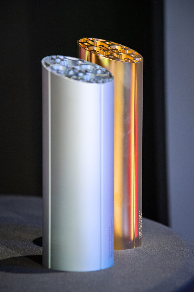 Close-up of the trophies from the Czech-Slovak Industry 4.0 Awards, where Smart DRS by Sensoneo received the Special Jury Prize.